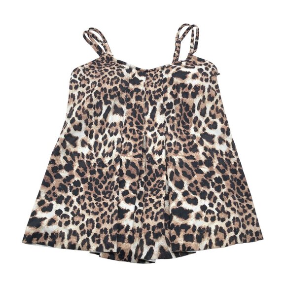 Swim Solutions Womens Leopard Print Tankini Swim Top Bust Support Brown 12 - Picture 4 of 6